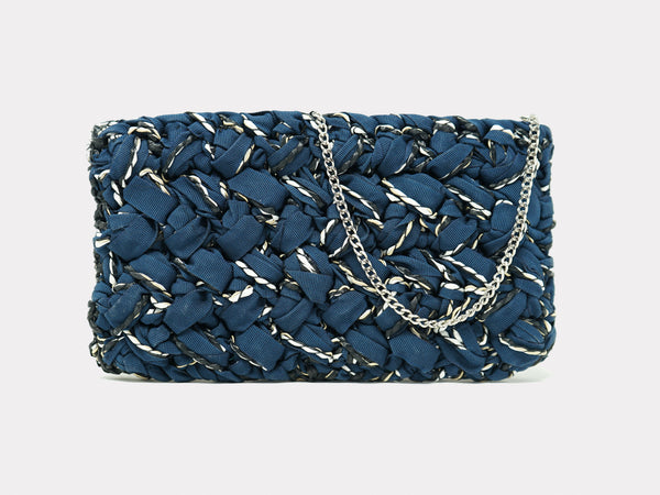 Lorenza Gandaglia Grosgrain Raffia Clutch Blue – SantM