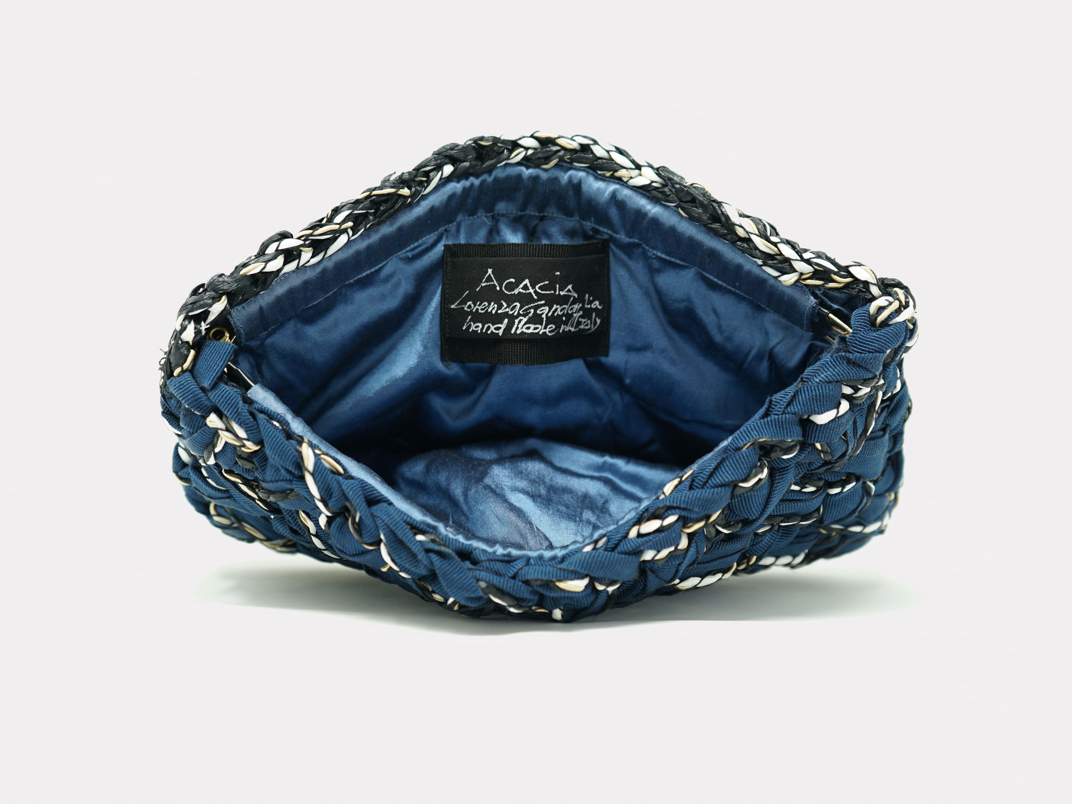Lorenza Gandaglia Grosgrain Raffia Clutch Blue – SantM