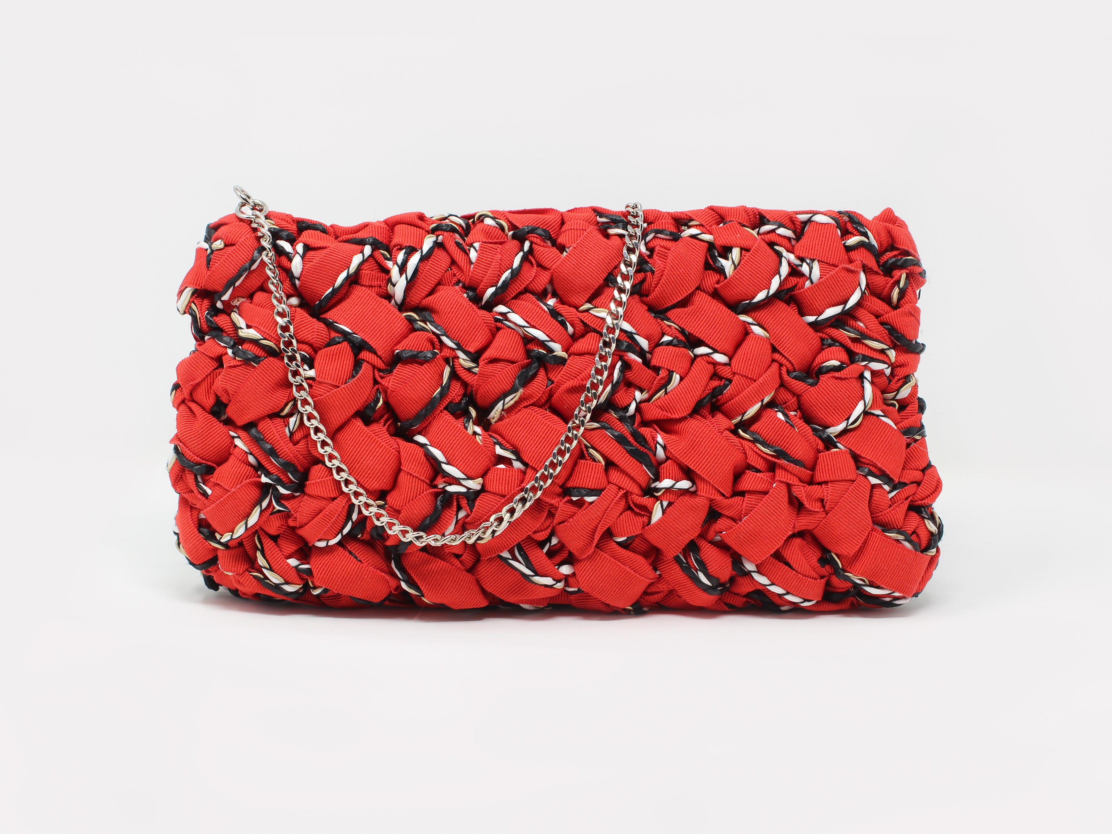 バッグ LORENZA GANDAGLIA Lorenza Gandaglia Grosgrain Raffia Clutch Red – SantM